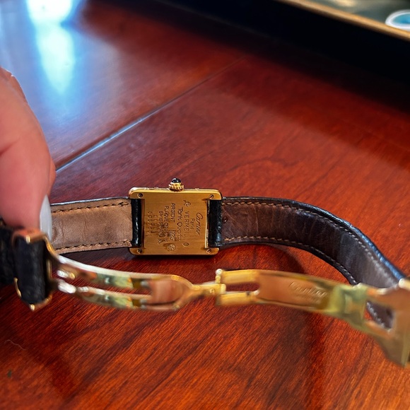 Cartier Gold Rectangular Watch with Black Strap - Picture 2 of 4